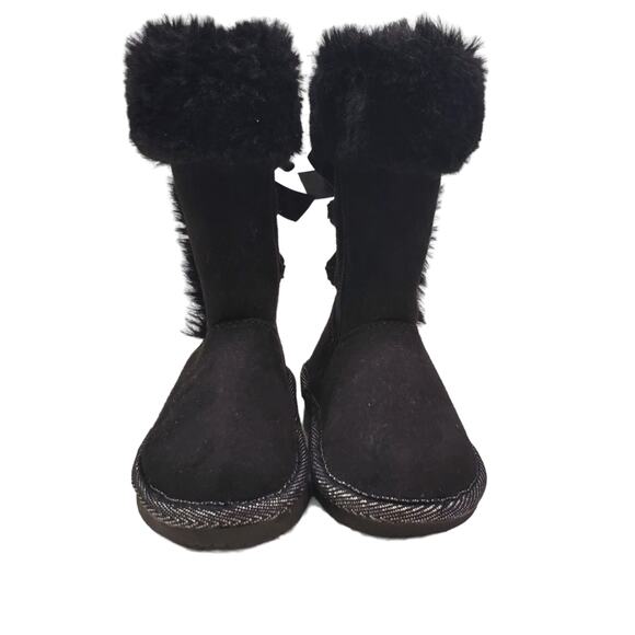 Jumping Beans Girls Black Slip on Boots with Bow Size 5 Toddler Winter Boots - Picture 7 of 14